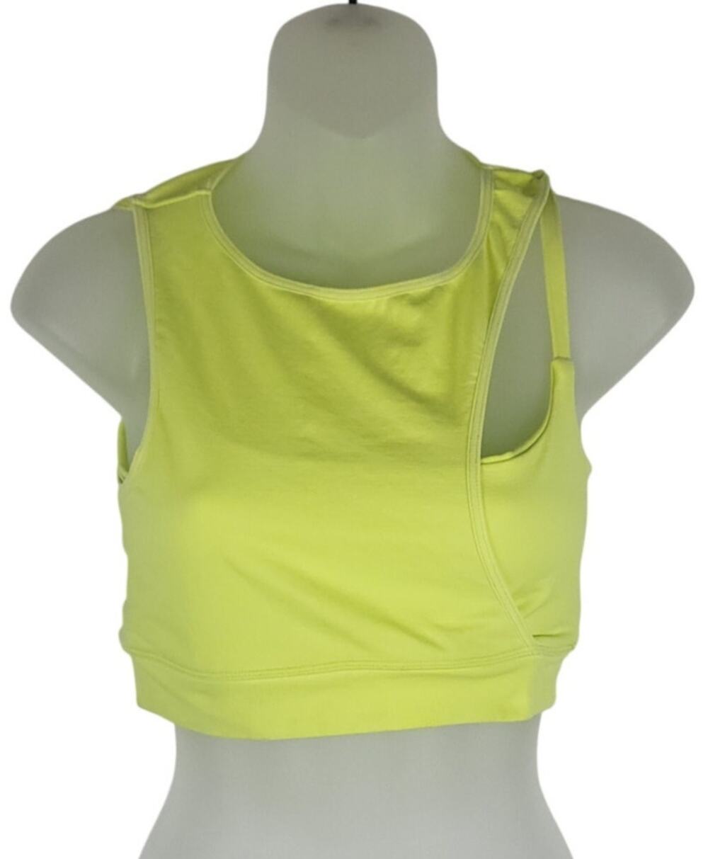FP Movement Free People Asymmetrical Cut Out Crop Tank Top Yellow Size M/L NWOT